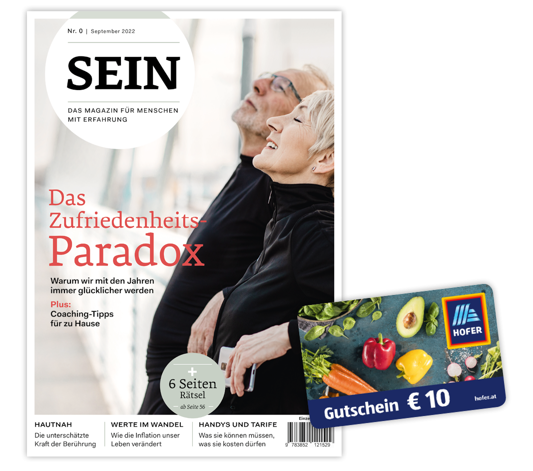 SEIN Cover mit Hofer Gutschein als Prämie für ein Jahresabo