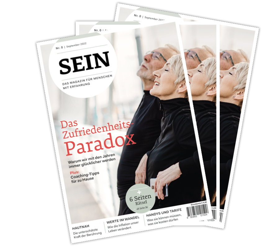 drei SEIN Cover als Fächer